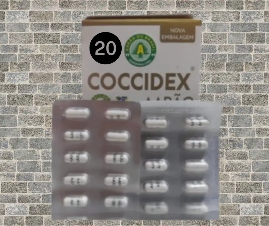 Coccidex Aves - Prevenção da Coccidiose - Aditivo Anticoccidiano | Caprili Shop - medicamento para passaro - 20 Cápsulas
