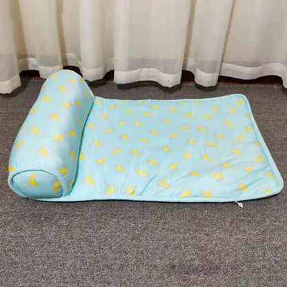 Colchão Gelado Antiderrapante para Pets com Travesseiro | Caprioli inter Caminha e casinha Cachorro Azul / M