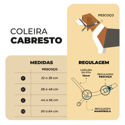 Coleira Cabresto Antipuxão para Cães Controle Elegante | Caprioli Shop Acessórios Pets