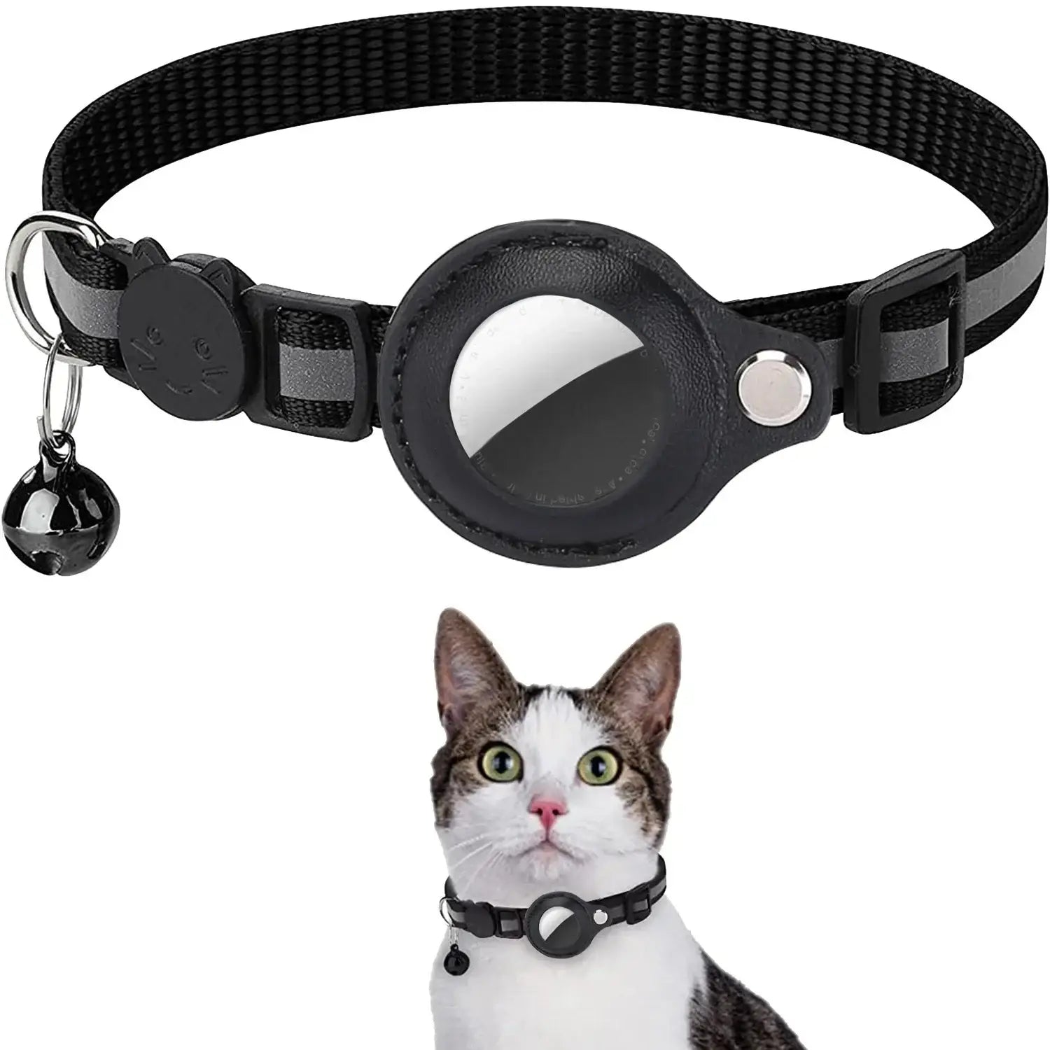 Coleira para Gatos AirTag - Reflexiva Segura Ajustável | Caprioli Shop - Preto - coleiras