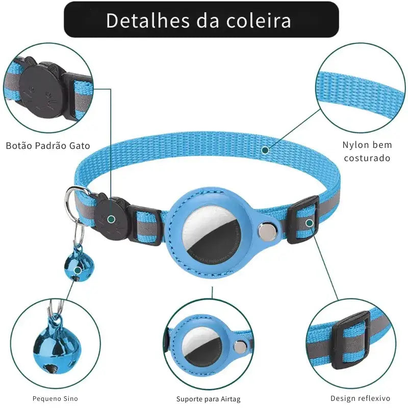 Coleira para Gatos AirTag - Reflexiva Segura Ajustável | Caprioli Shop - coleiras