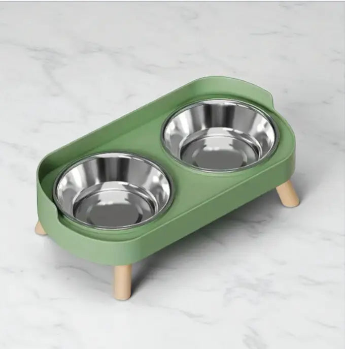 Comedouro e Bebedouro r Elevado Dupla Tigela para Gatos | Caprioli Inter comedouro gatos Verde Abacate / Aço Inoxidável