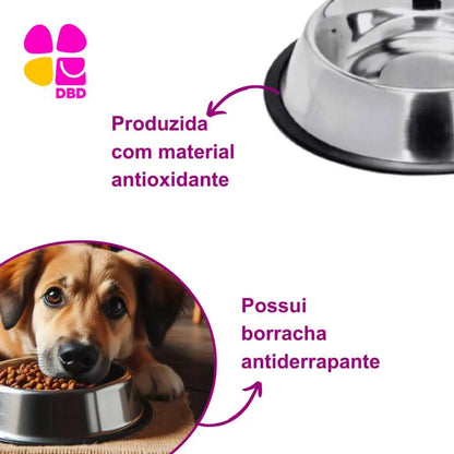 Comedouro Inox Antiderrapante para Pets - Elegância e Praticidade | Caprioli Shop - comedouro e bebedouro