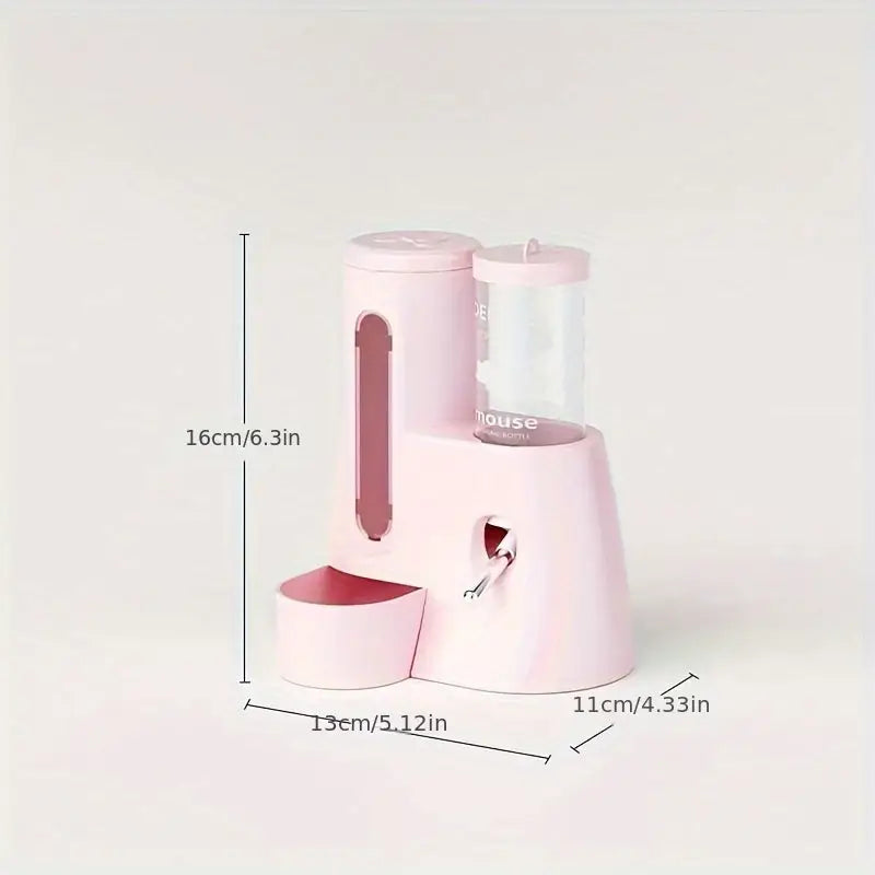 Comedouro integrado para hamsters - Design em PVC | Caprili Inter - roedores - Rosa