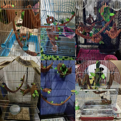 Conjunto Acessórios Gaiola Suspensão Madeira Folha + Rede Segura Pet | Caprioli Inter Brinquedo para roedores de 5