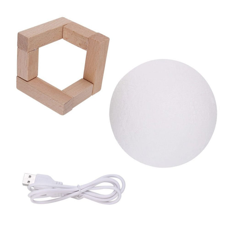 Luminária Lua Cheia 3D Abajur Decorativa com Suporte