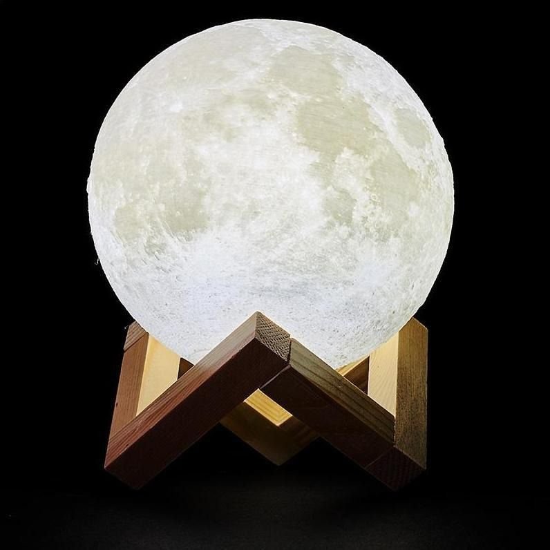 Luminária Lua Cheia 3D Abajur Decorativa com Suporte