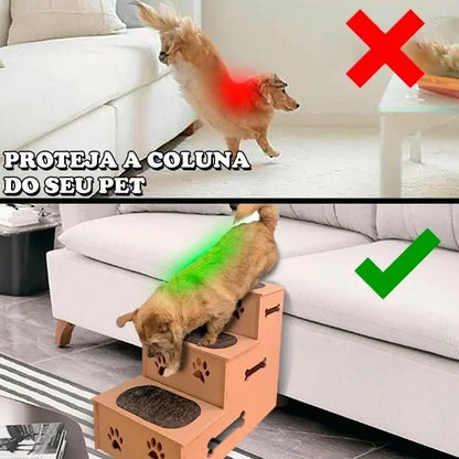 Escadinha Pet 3 Degraus Antiderrapante em MDF Conforto e Segurança | Caprioli Shop escada para cachorro
