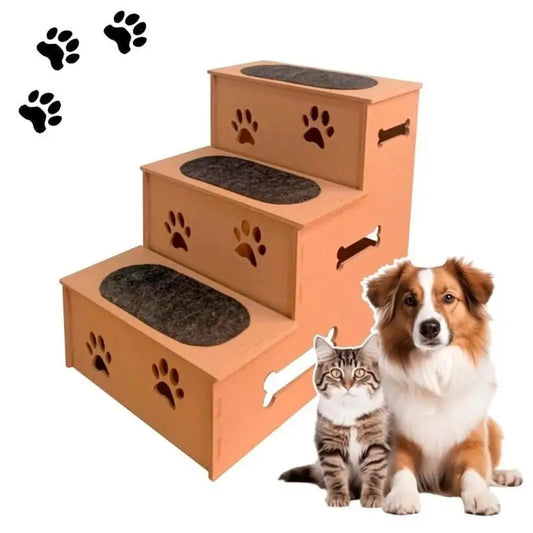 Escadinha Pet 3 Degraus Antiderrapante em MDF Conforto e Segurança | Caprioli Shop escada para cachorro