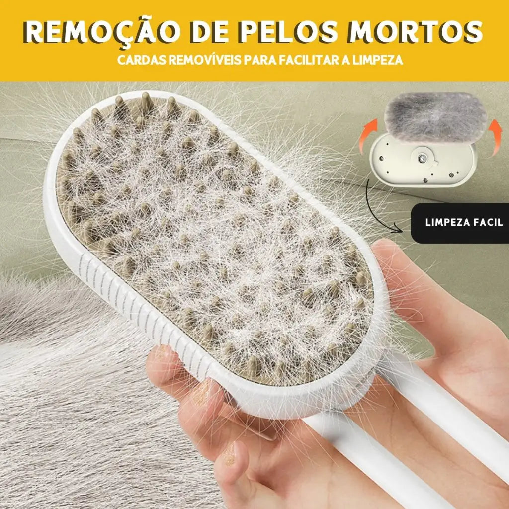 Escova A Vapor 3 em 1 para Gato Limpeza Sofisticada | Caprioli Shop higiene e limpeza gatos Branco Peça
