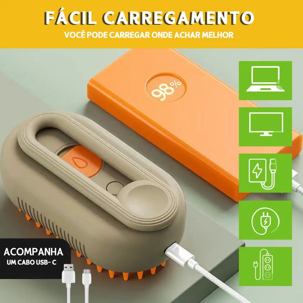 Escova A Vapor 3 em 1 para Gato Limpeza Sofisticada | Caprioli Shop higiene e limpeza gatos