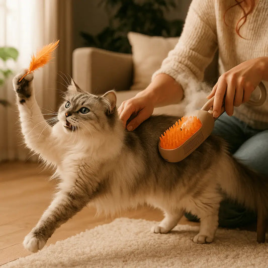 Escova a Vapor Para Gatos – Remoção de Pelos e Massagem Suave – Caprioli Shop - gatos