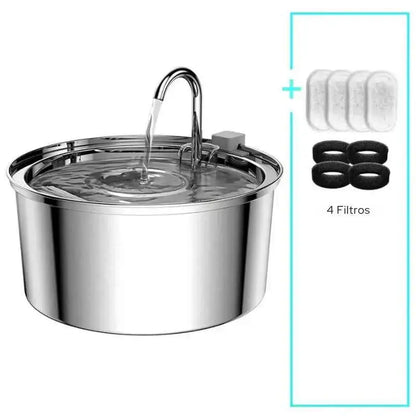 Fonte de Água Inteligente em Aço Inox para Gatos | Caprioli Inter Bebedouro Bebedouro + 4 Filtros