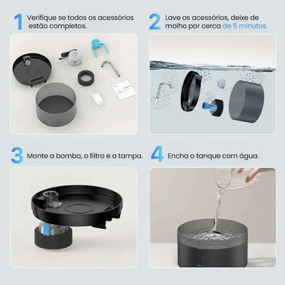 Fonte Bebedouro Elétrica Luxuosa para Gatos 2L com Filtro de Carvão | Caprioli Inter Preto