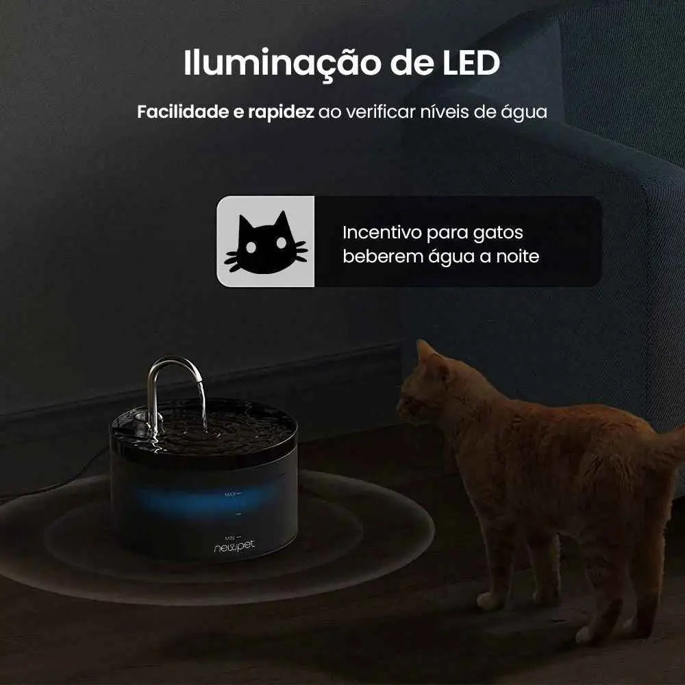 Fonte Bebedouro Elétrica Luxuosa para Gatos 2L com Filtro de Carvão | Caprioli Inter Preto