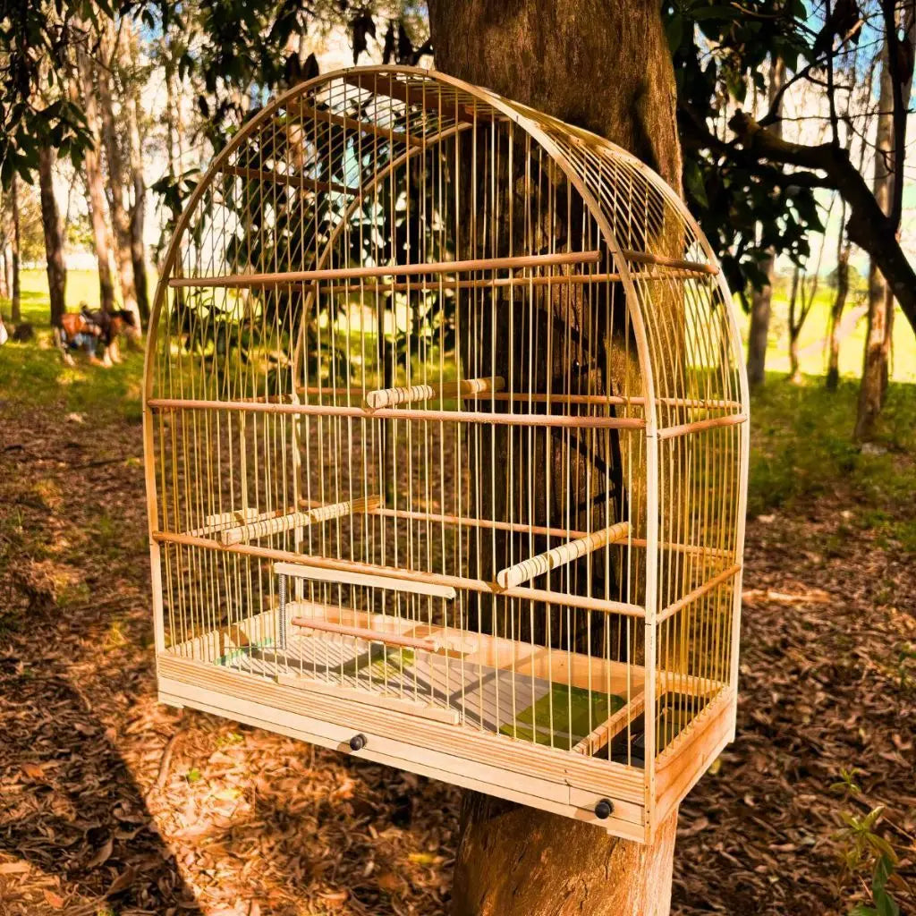 Gaiola de Madeira para Pássaros - com Base em Fibra | Caprili Shop - Gaiolas e Ninhos