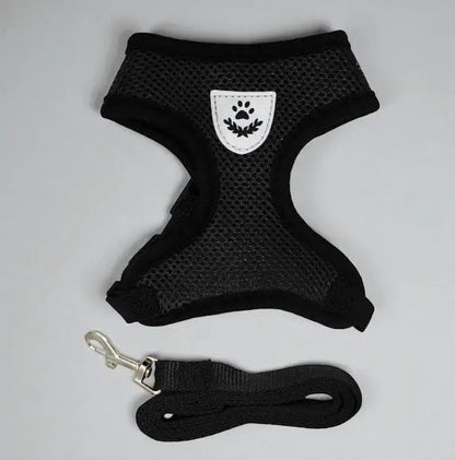 Guia Coleira Peitoral Ajustável com Colete Flexível para Cães e Gatos | Caprioli Shop coleiras Preto / P (1,5 2,5 kg)