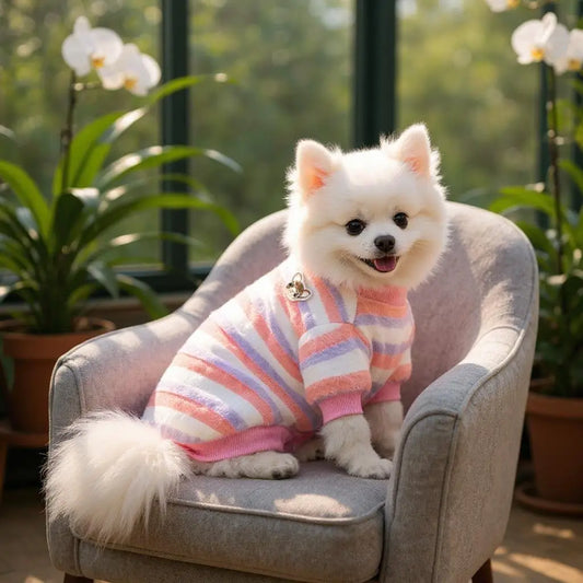 Jaqueta de Pelúcia Quente para Cachorro Estilo Arco Íris | Caprioli Shop roupas e acessóris cachorro