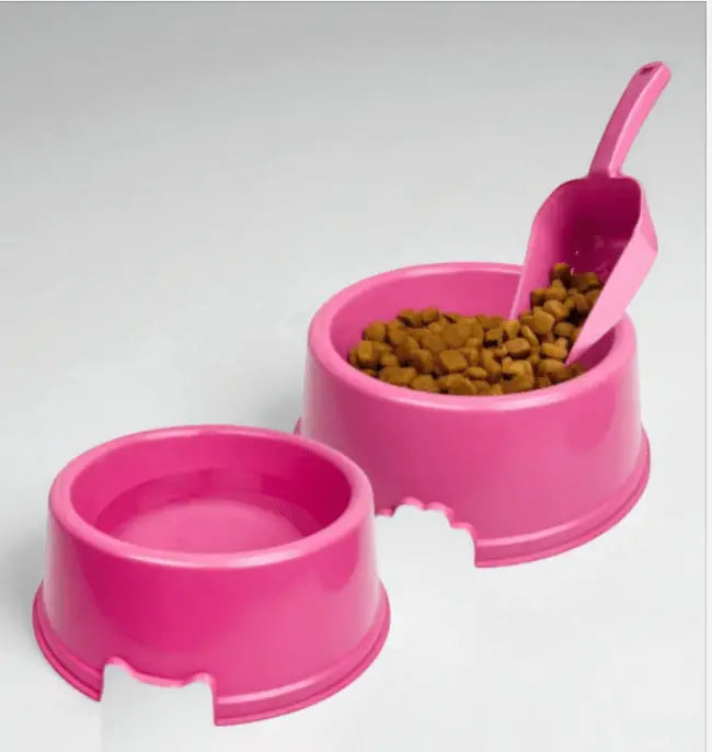 Kit 2 Comedouros Grandes 1L Gatos com Concha Dosadora | Caprioli Shop comedouro para gatos Rosa