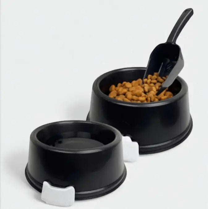 Kit 2 Comedouros Grandes 1L Gatos com Concha Dosadora | Caprioli Shop comedouro para gatos Preto