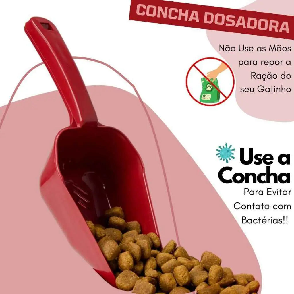 Kit 2 Comedouros Grandes 1L Gatos com Concha Dosadora | Caprioli Shop comedouro para gatos