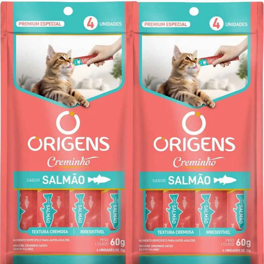Kit 2 Petiscos Cremosos Salmão para Gatos Sabor Irresistível | Caprioli Shop petisco gatos