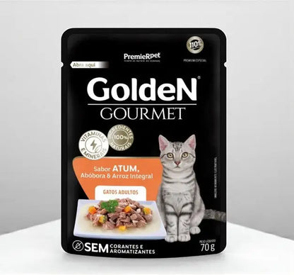Kit 20 Sachês Golden Gourmet Gatos - Nutrição Completa | Caprili Shop - petiscos para gatos - Adultos Atum