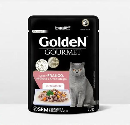 Kit 20 Sachês Golden Gourmet Gatos - Nutrição Completa | Caprili Shop - petiscos para gatos - Adultos Frango