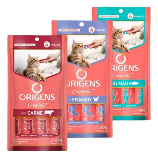 Kit 3 Petiscos Cremosos para Gatos Sabor Irresistível | Caprioli Shop petisco gatos