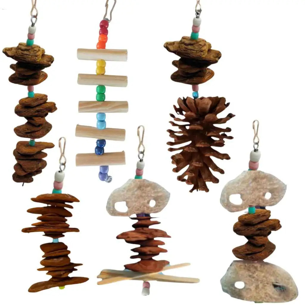 Kit 6 Brinquedos para Calopsita Agapórnis Periquito - Anti Stress + Bico Saudável | Caprioli Shop - KIT6U - brinquedo