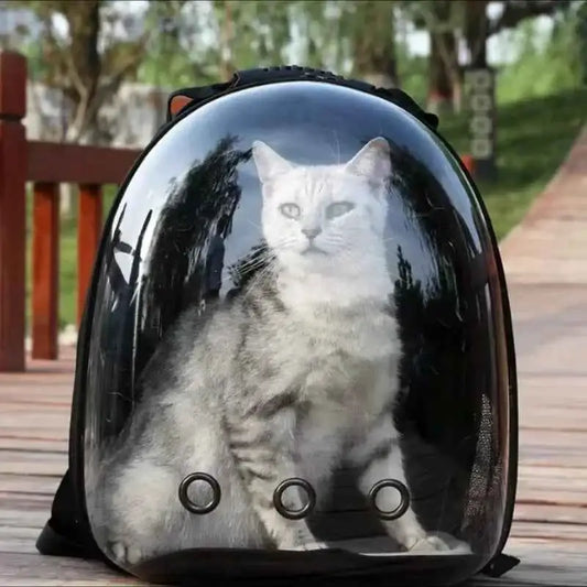 Mochila Cápsula Espacial para Gatos - Ventilada Ergonômica Segura | Caprioli Shop - Preto - Mochila transporte