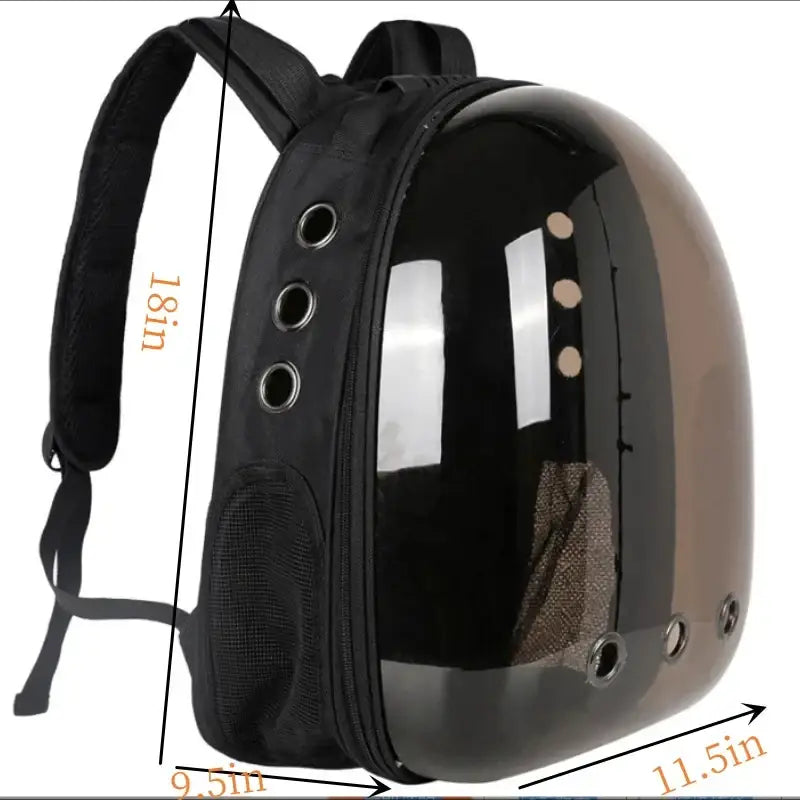 Mochila Cápsula Espacial para Gatos - Ventilada Ergonômica Segura | Caprioli Shop - Preto - Mochila transporte