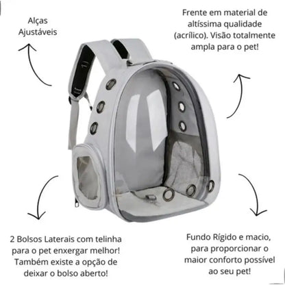 Mochila Transporte Gato Visão Panorâmica Cores | Caprioli Shop