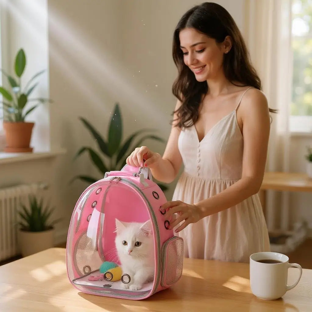 Mochila Transporte Gato Visão Panorâmica Cores | Caprioli Shop