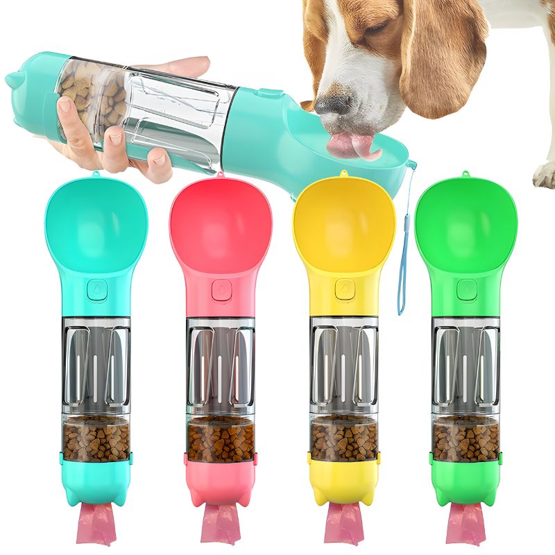 Garrafa Portátil para Pets 4 em 1 - Água e Comida