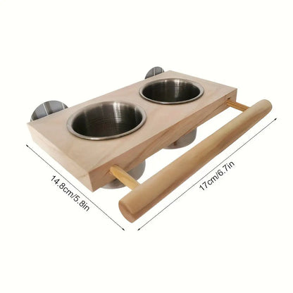Recipientes Alimentação Pássaros Inox Duplo + Suporte Resistente | Caprioli Shop - Cor Aleatória - Comedouro e Bebedouro