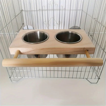 Recipientes Alimentação Pássaros Inox Duplo + Suporte Resistente | Caprioli Shop - Cor Aleatória - Comedouro e Bebedouro