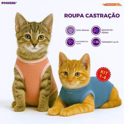Roupa Protetora Pós-Castração para Gatos - Conforto e Estilo | Caprioli Shop - roupas e acessórios para gatos