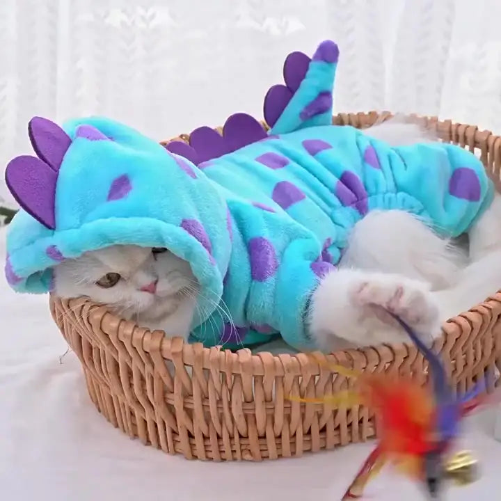 Roupas Fofas para Gatos Estilo Dragão | Caprioli Shop - Azul / L - roupas e acessórios para gatos
