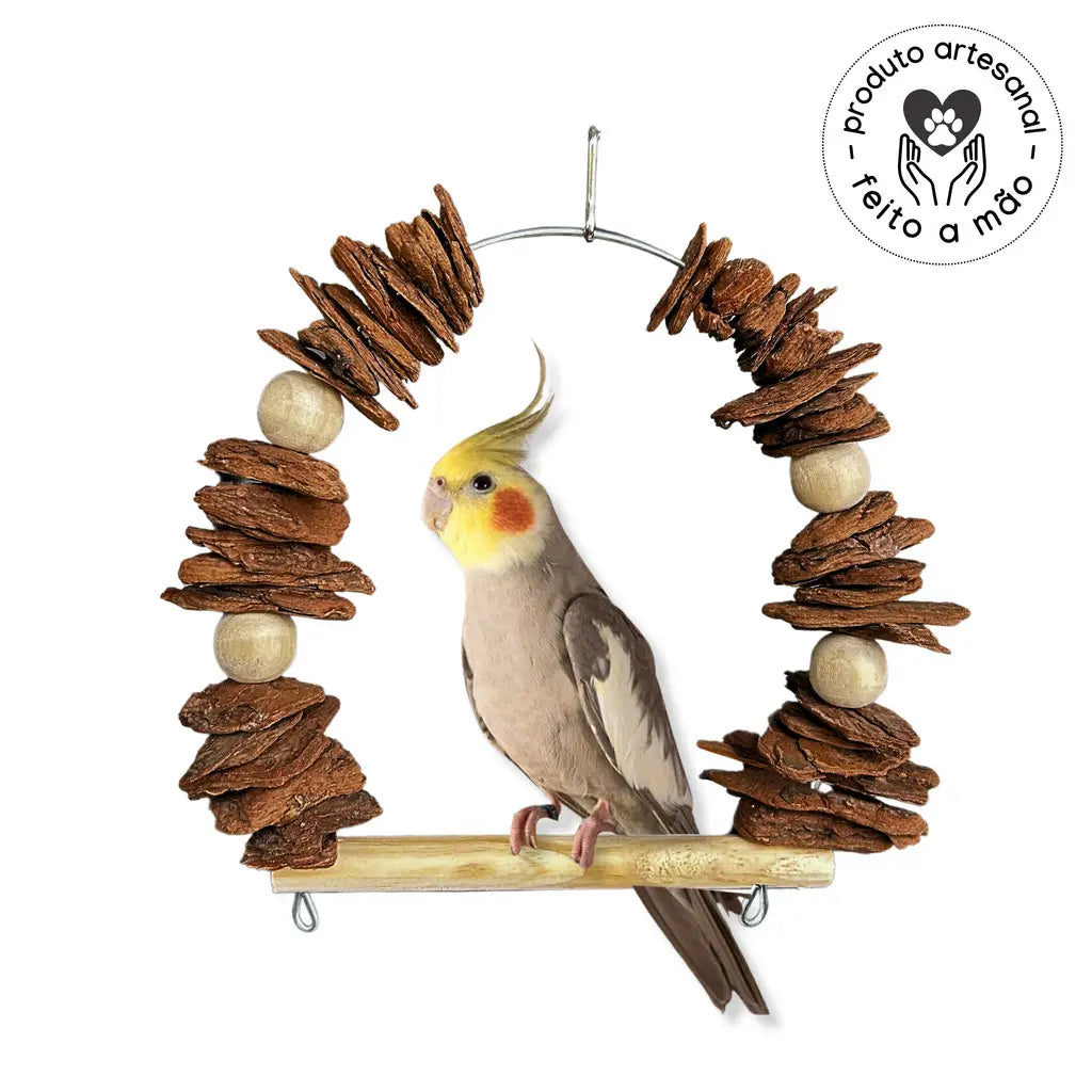Brinquedo Balanço para Calopsita e Periquito Casca de Pinus Natural | Caprioli Shop