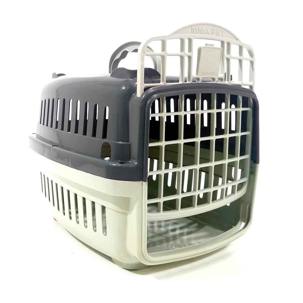 Gray Transport Box 30x22x22cm - Removable Door and Ventilation Detail - Premium Pet Caprili Shop Product