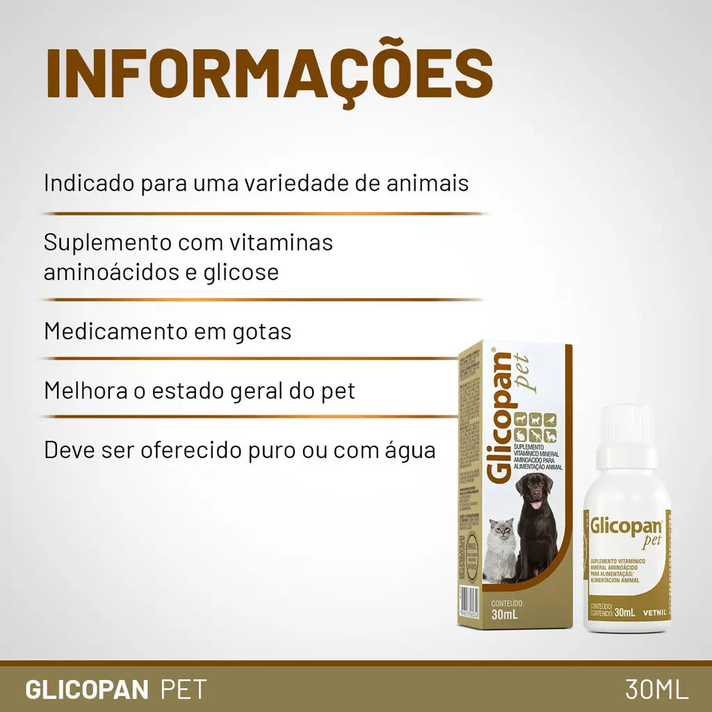 Glicopan Pet Vetnil 30ml - Usage Details for Various Species - Premium Pet Product Caprioli Shop