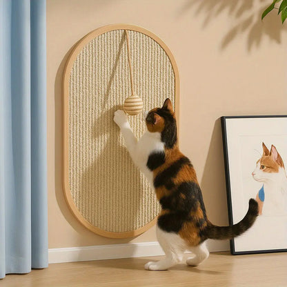 Tapete de sisal para gatos duradouro e riscar sofá com proteção parede | Caprioli Inter Arranhadores oval
