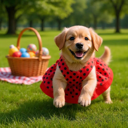 Vestido Pet Elegante para Todos os Tamanhos | Caprioli Shop - Acessórios Pets - rosa bolinhas / Tamanho P